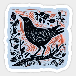 Lino Cut Bird Sticker